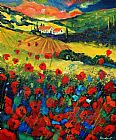 Unknown Poppies In Tuscany painting